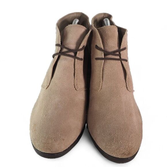 Crocs Leigh Suede Wedge Booties Beige (Cream) 203419 Women's 10 - Picture 3 of 11